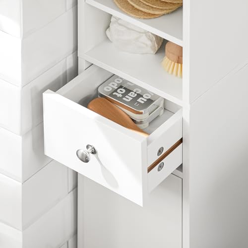 Slim Tall Bathroom Storage Cabinet with Adjustable Shelves, 70-Inch White