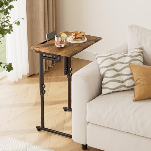 Adjustable C-Shaped Folding TV Tray Table - Portable Snack End Table