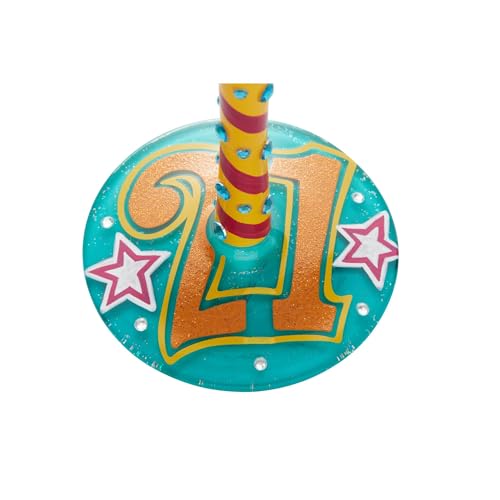 Enesco Designs by Lolita Happy 21st Birthday Hand-Painted Artisan Wine Glass, 15 Ounce, Multicolor