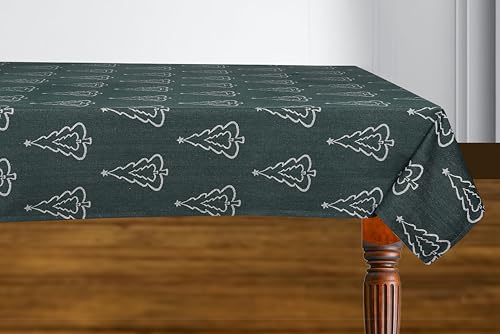 Urban Villa Cotton Tablecloth 60x84 Inches Green Tree Jacquard for 6-8 Seats