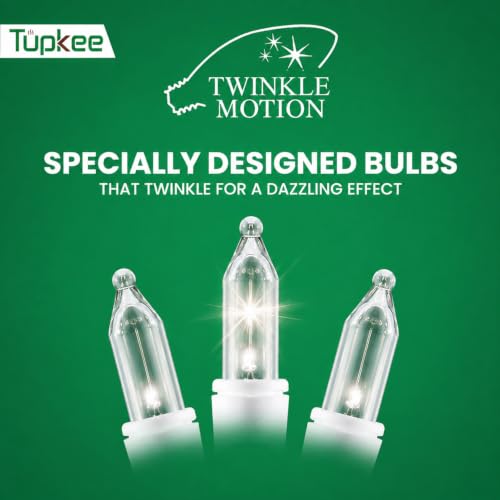 Tupkee 100 Clear Twinkle Lights, 20.5 ft, White Wire, End-to-End 5 Sets