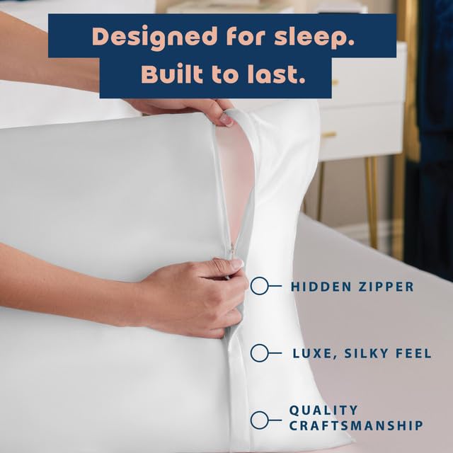 BLISSFORD Satin Pillowcase Set of 2 - Standard Size with Hidden Zipper