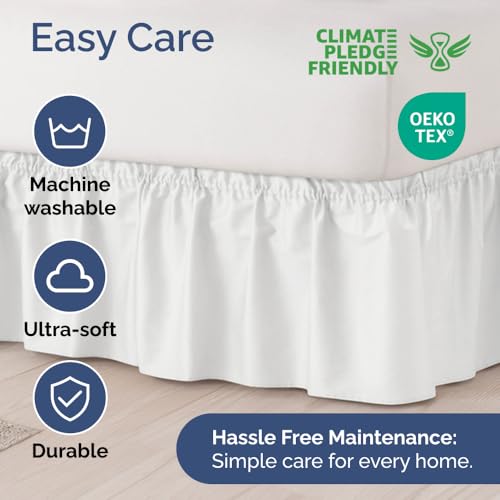 CGK Unlimited Queen Size Wrap Around Bed Skirt - 12 Inch Drop White