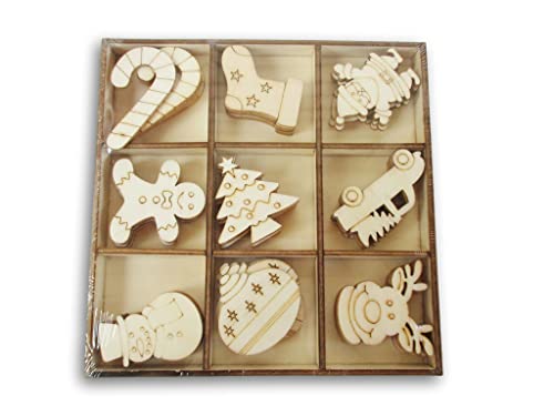 Christmas Wood Shape Icons - 54 Laser Cut Holiday Craft Shapes for DIY Decor