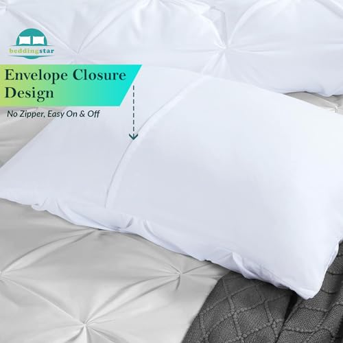 King Pinch Pleated Pillow Shams Set of 2 - 100% Egyptian Cotton, White