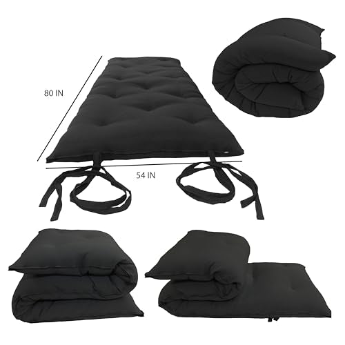 Full Size Traditional Japanese Floor Futon Mattress, Foldable Cotton Mat