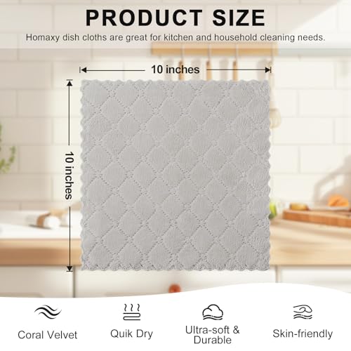 12-Pack Microfiber Dish Cloths, Soft Coral Velvet Kitchen Cleaning Towels
