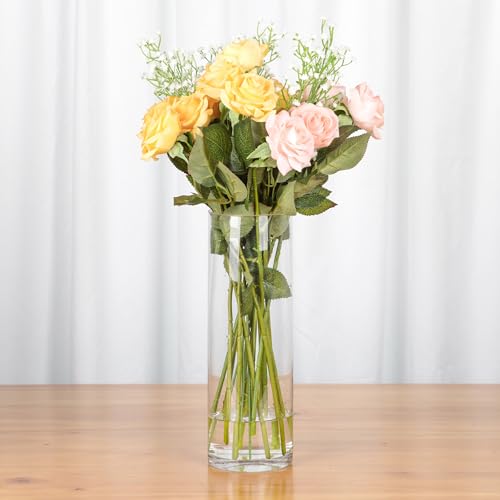 Clear Cylinder Glass Vase 4" x 12" for Centerpieces & Floating Candles