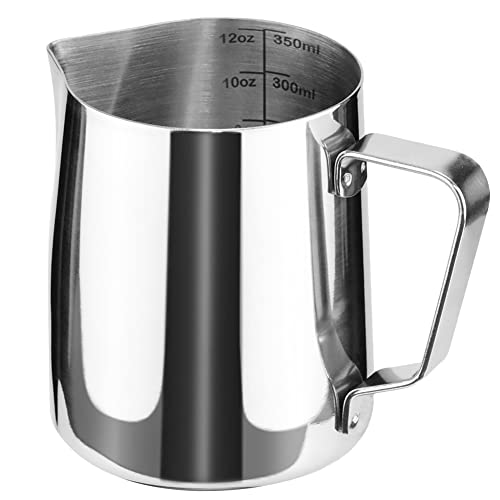 Stainless Steel Milk Frothing Pitcher 12 oz - Latte Art Pouring Jug