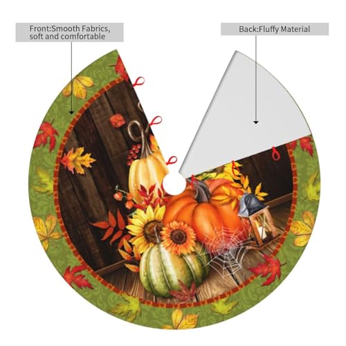 Fall Maple Leaf Christmas Tree Skirt - 30 Inch Soft Plush Holiday Mat