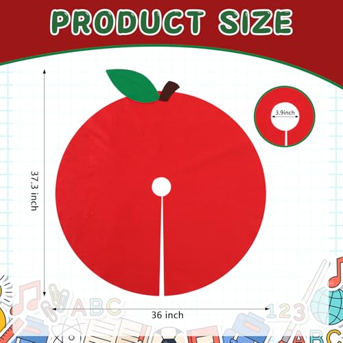 36-Inch Red Apple Tree Skirt for Back to School Classroom Decor