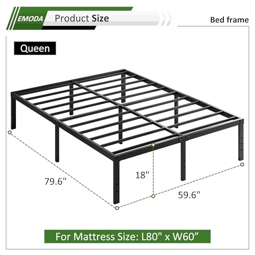 18-Inch Heavy Duty Queen Platform Bed Frame with Under-Bed Storage