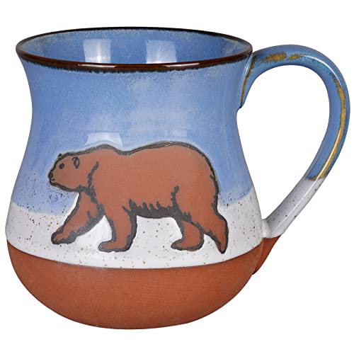 MPotTo 16 oz Ceramic Polar Bear Mug - Blue Coffee & Tea Cup, Dishwasher & Microwave Safe