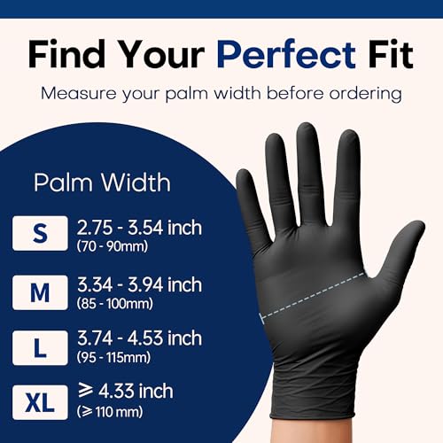 Black Disposable Nitrile Exam Gloves - Powder & Latex Free, 100 Count