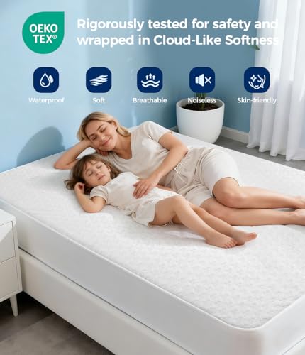 Queen Waterproof Mattress Protector - Soft Cooling Bed Cover