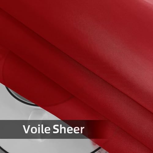 youleyar Christmas Red Sheer Voile Curtain Panels 4 Pack, 52x90 Inch
