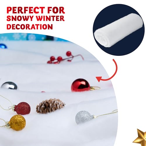 Thick White Christmas Snow Blanket Roll for Holiday Village Decor - 2 Pack