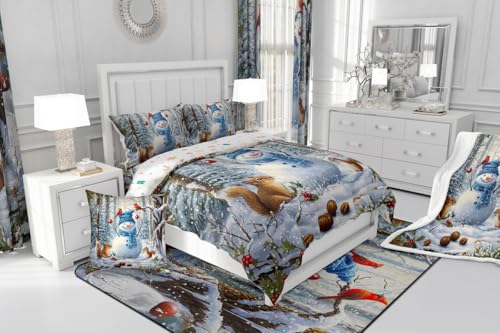 Feelyou Cute Christmas Snowman Kids Bedding Set King