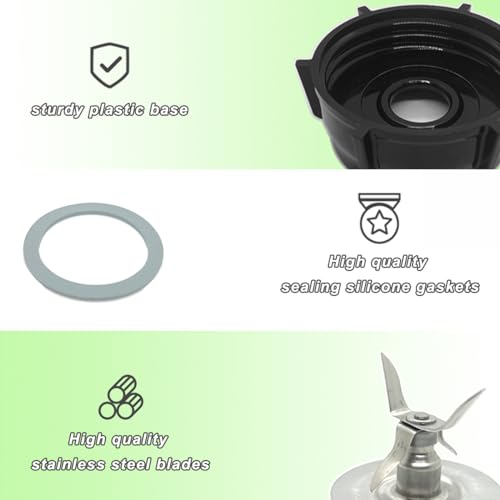 Blender Replacement Parts Kit: 4-Point Blade, Jar Base, and 2 Sealing Gaskets