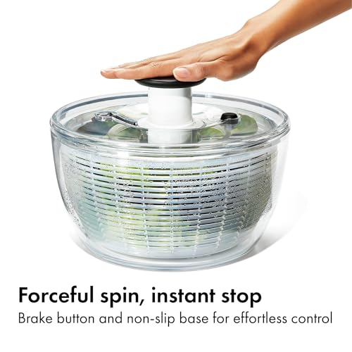 Large Salad Spinner with One-Touch Press Pump, 6.22 Qt Fruit & Vegetable Washer