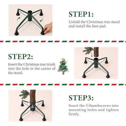 Flylike Christmas Tree Stand, 3-8 ft Metal Folding Base with Anti-Skid Caps