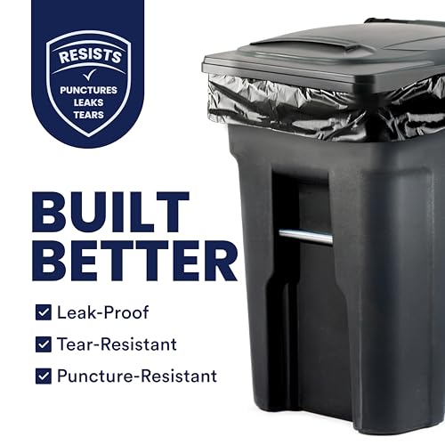 95-96 Gallon Heavy-Duty Trash Bags - 1.5 Mil Black Garbage Can Liners (25 Pack)
