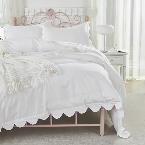 Organic Cotton Scalloped Edge Duvet Cover Set - Full/Queen Bedding