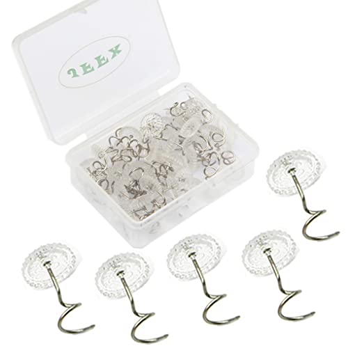 100 Pcs Bed Skirt Pins - Clear Head Twist Upholstery Tacks