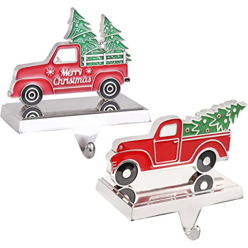 WAYTOSUC N-Truck 2 Pack Christmas Truck Stocking Hangers - Mantel/Window/Table Hooks
