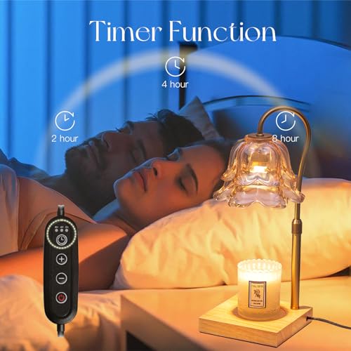 Gold Flower Candle Warmer Lamp with Timer & Dimmable Light