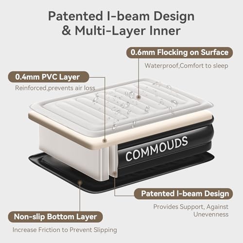 Queen Air Mattress with Rechargeable Pump - 18" Raised Inflatable Air Bed