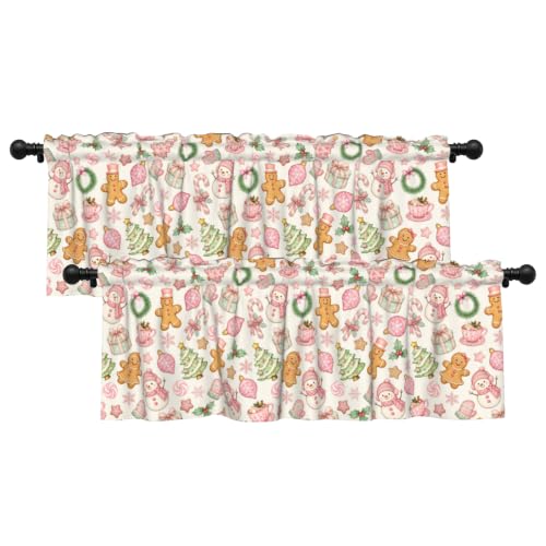 54x18 in Xmas Gingerbread Valances, 2 Pack - Wualmondor Kitchen Decor