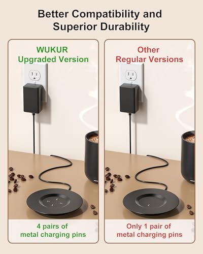 WUKUR Black Charging Coaster for Temperature Control Mug - Compatible with 1st & 2nd Gen Smart & Travel Mugs