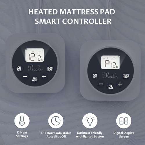 Heated Mattress Pad King Size with Dual Control & 12 Heat Settings