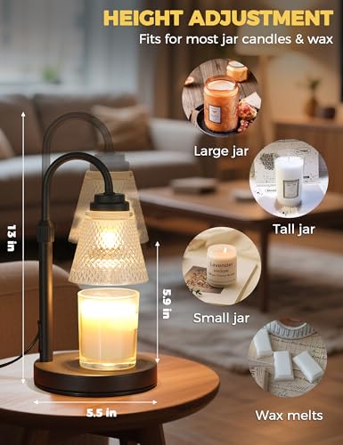Adjustable Candle Warmer Lamp with Timer - Dimmable Wax Melter