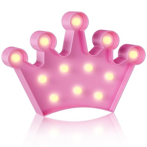 Pink LED Crown Wall Light for Girls Bedroom and Nursery Decor