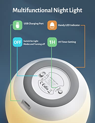Rechargeable Egg Baby Night Light with Touch Control & 7-Color RGB