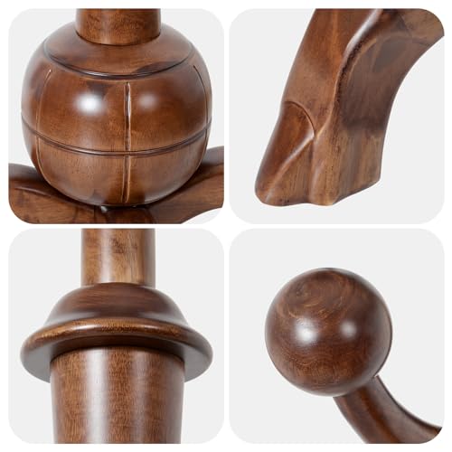 Solid Wood Freestanding Coat Rack, 8-Hook Tree Branch Design, Walnut Brown