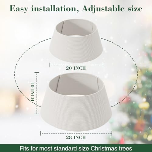 Degeyoyo White Large Christmas Tree Collar for 6-9ft Trees, Adjustable 20-28in
