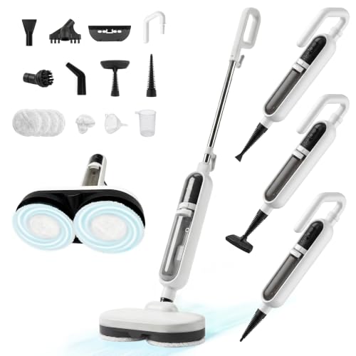 2-in-1 Rotating Steam Mop and Handheld Steam Cleaner with 15 Accessories