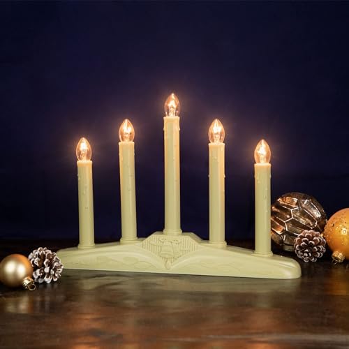 Doratale 5-Light Ivory Electric Christmas Window Candle Lamp with 6 C7 Bulbs - 3 Feet Cord, Holiday Decor