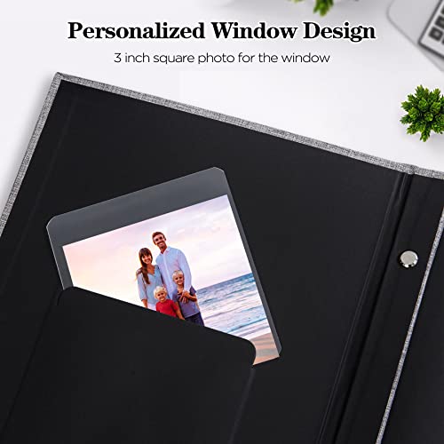 Linen 4x6 Photo Album with Cover Window, 200 Pockets, Gray