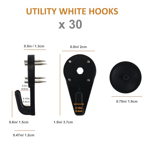 30-Pack Concrete Wall Utility Hooks, Heavy-Duty Hard Surface Hangers