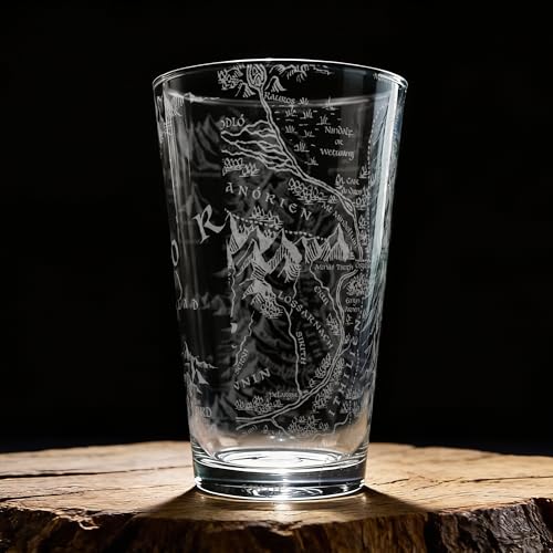 Map of Mordor Laser Engraved 16oz Pint Glass - Fantasy Barware Gift