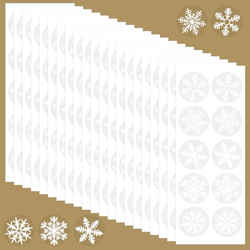 Zuazaor White Snowflake Window Clings - 500 Pieces Winter Christmas Stickers for Present Boxes and Holiday Decor