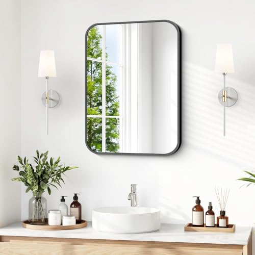 30x36 Inch Rectangle Bathroom Vanity Mirror, Black Framed Wall Mirror