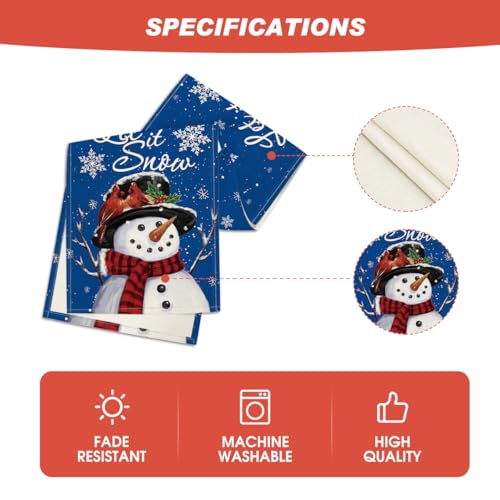 Artoid Mode Snowman Winter Table Runner 13x72 Inch Blue Home Decor