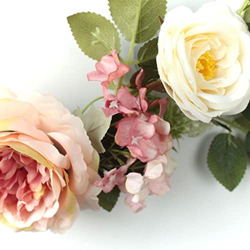 2-Piece Artificial Peony Flower Swag, 16-Inch Silk Eucalyptus Floral Decor