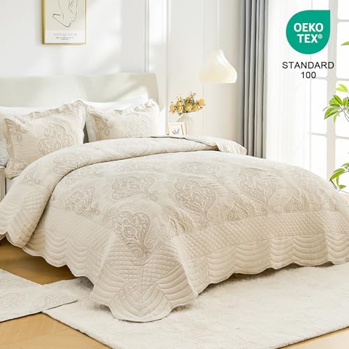 Oversized Twin Bedspread Set - 4-Piece Paisley Reversible Microfiber Coverlet