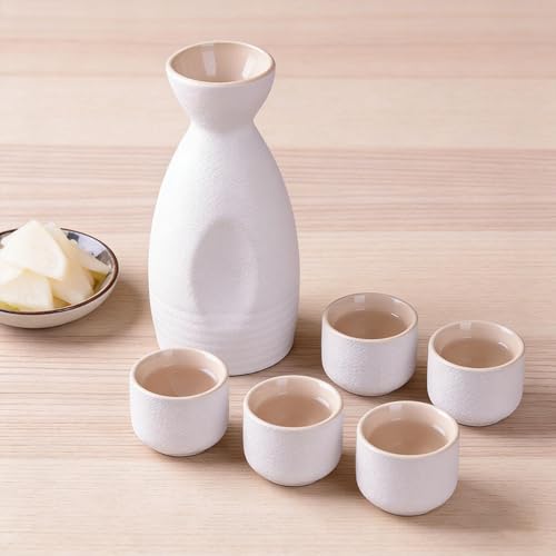 Ceramic Sake Pot & Cups Set - Handmade Japanese Style Drinkware for Tea & Party